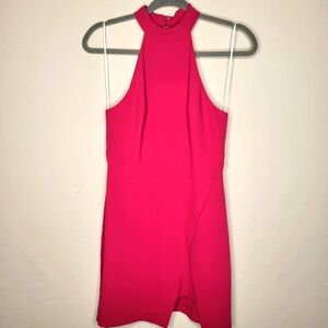 Elegant Amanda Uprichard  Pink Halter Dress With A faux Wrap Skirt size S